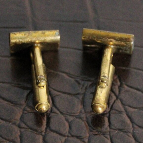 Vintage Mother of Pearl Cuff Links Gold Tone 1960s Or 70s - Picture 4 of 8